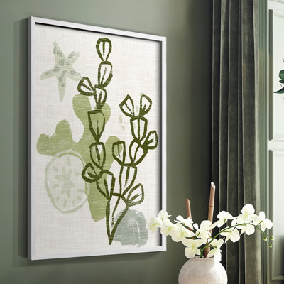 Coral Blockprint I, reproduction encadrée - bois massif