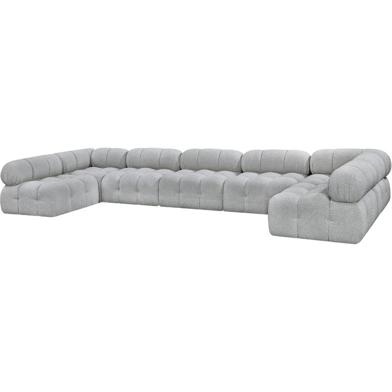 Ames 170'' Upholstered Sectional, Grey Boucle Fabric