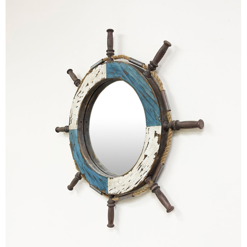 Miroir mural rond en bois Sellerville