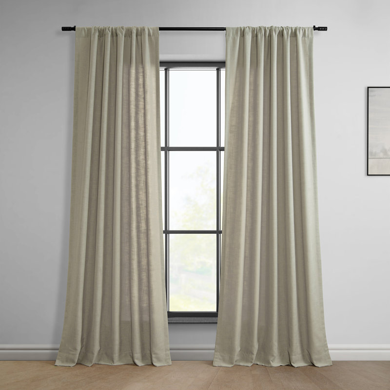Oesha Faux Linen Curtains for Bedroom - Semi Sheer Curtain Window Single Panel Drape, 50" W x 108" L, Light Taupe