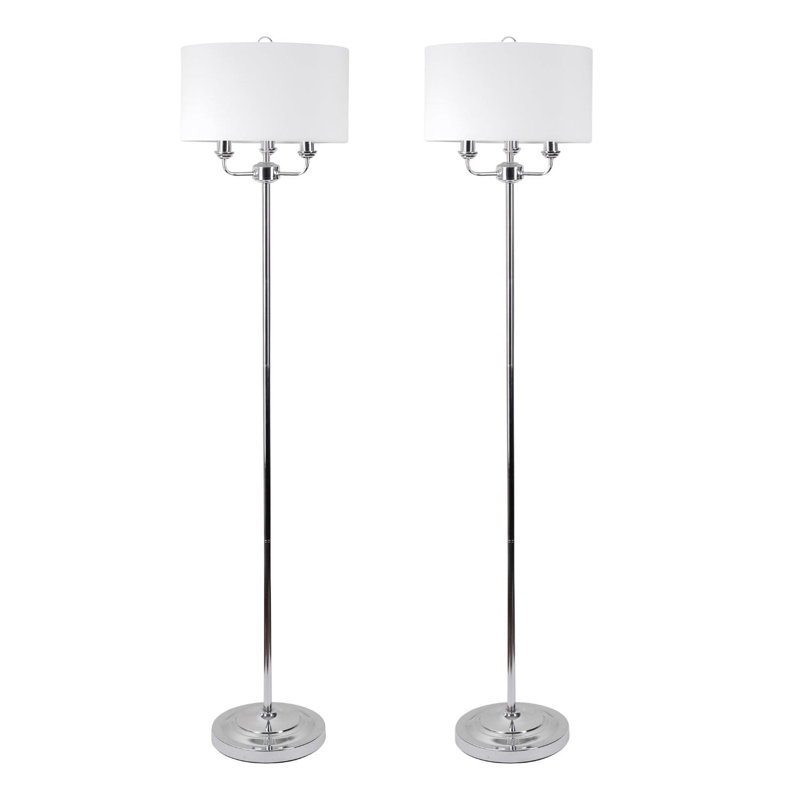 Larock 154cm Standard Floor Lamp Set, Polished Chrome, Cream