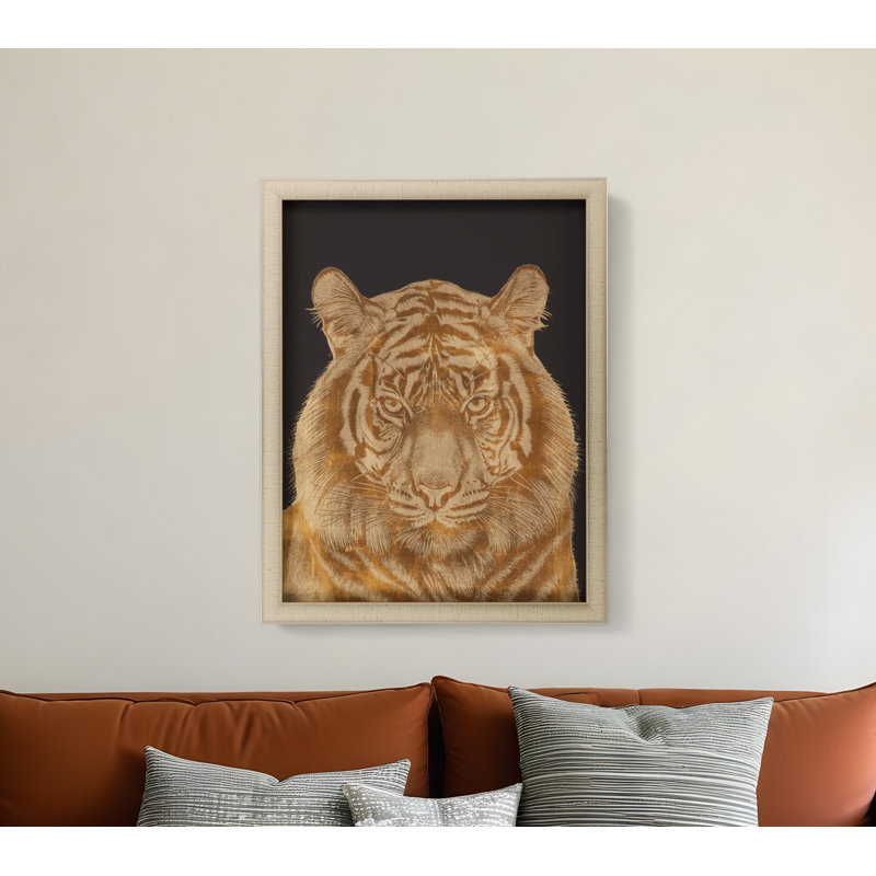 «Wild Tiger Portrait», reproduction d'art encadrée dorée
