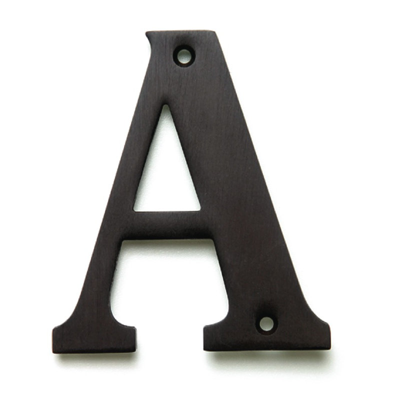 4" H Brass House Letter, Oil-Rubbed Bronze, A