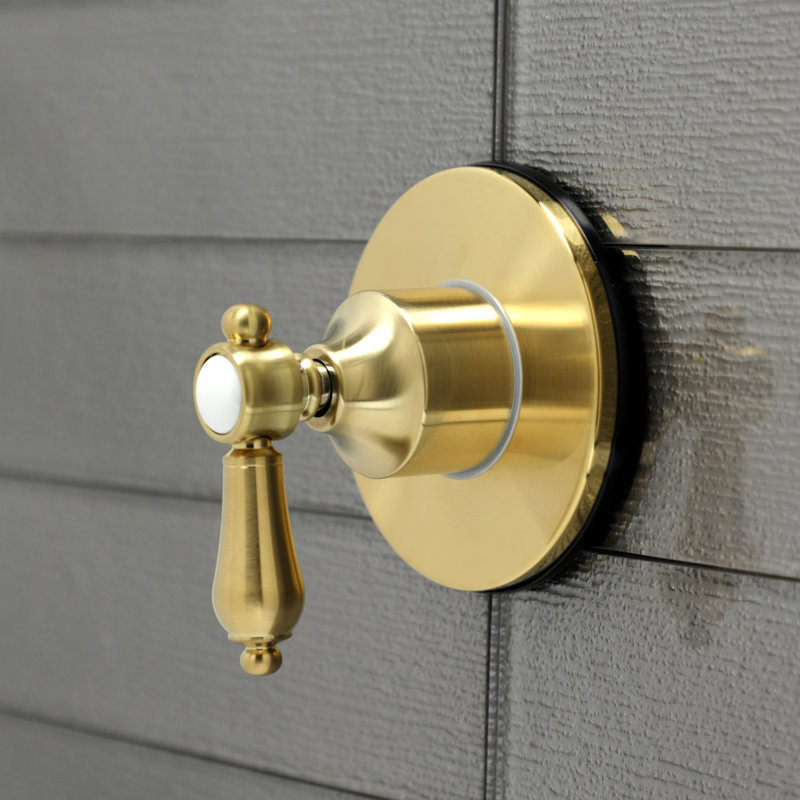 Kingston Brass Heirloom Single-Handle Wall Mount Three-Way Diverter Valve with Trim Kit, Brushed Brass