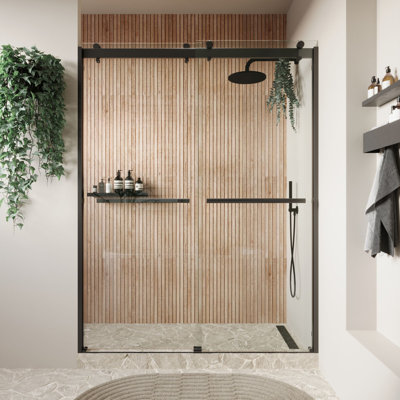  Mara 44 - 48 x 78 "Porte de douche coulissante sans cadre 3/8" en verre trempé transparent