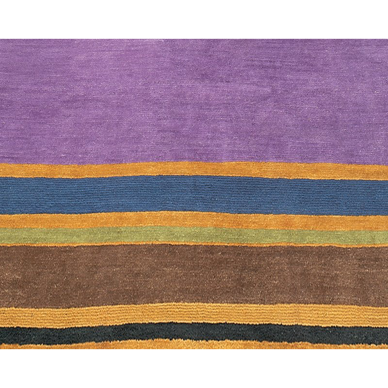Copacabana Wool Striped Area Rug in Brown/Orange/Purple, Rectangle 12' x 16'