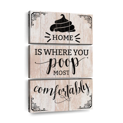 Ensemble 3 pièces de typographie sur toile Home Poop