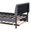 Lit plateforme tapissier fonctionnel avec molleton gris et lit gigogne simple brillant-452072385-452072387