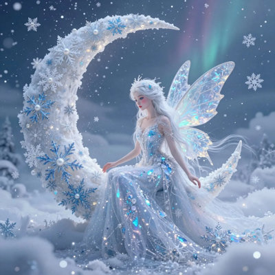 Frost Moon Fairy Wrapped Canvas Wall Art
