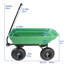 Chariot utilitaire de jardin à 4 roues avec pneus en acier de 10 pouces - Vert-121615303