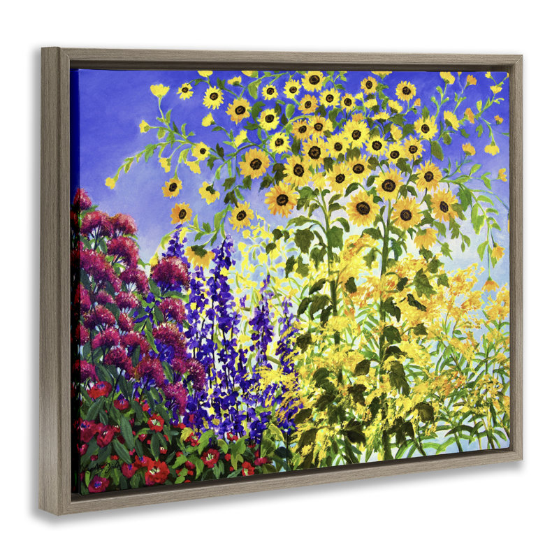 Cadre flottant pour jardin de printemps tournesol, conception par Lee Ann Zirbes, H 17 po x l 21 po