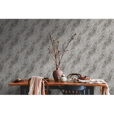 Bricks and More Collection Metallic Marble Motif Wallpaper Roll