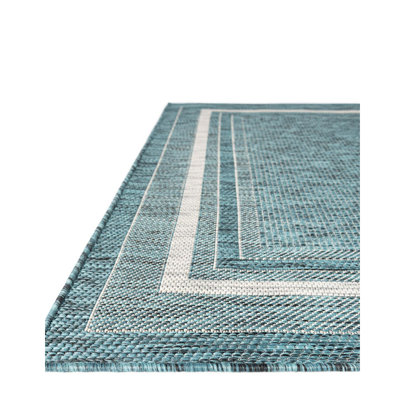 Tapis intérieur / extérieur Sevinc, Dark Teal, Rectangle de 10 pi x 14 pi
