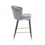 Tabouret contemporain à hauteur de comptoir rembourré en velours avec capitonnage à canaux profonds et pieds en métal doré