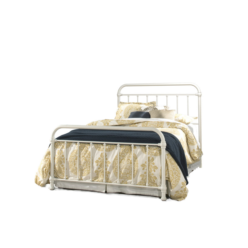 Melancon Metal Spindle Bed, Full, Soft White/Satin Beige