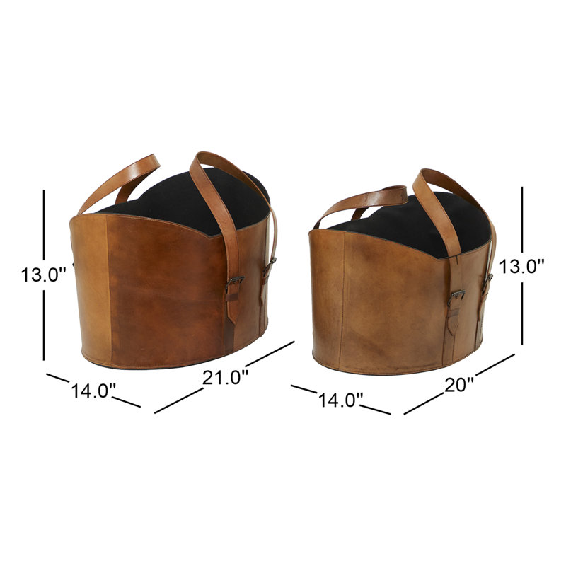 Leather Handmade Box Style Single Slot Magazine Holder with Detail Stitching and Curved Handles
