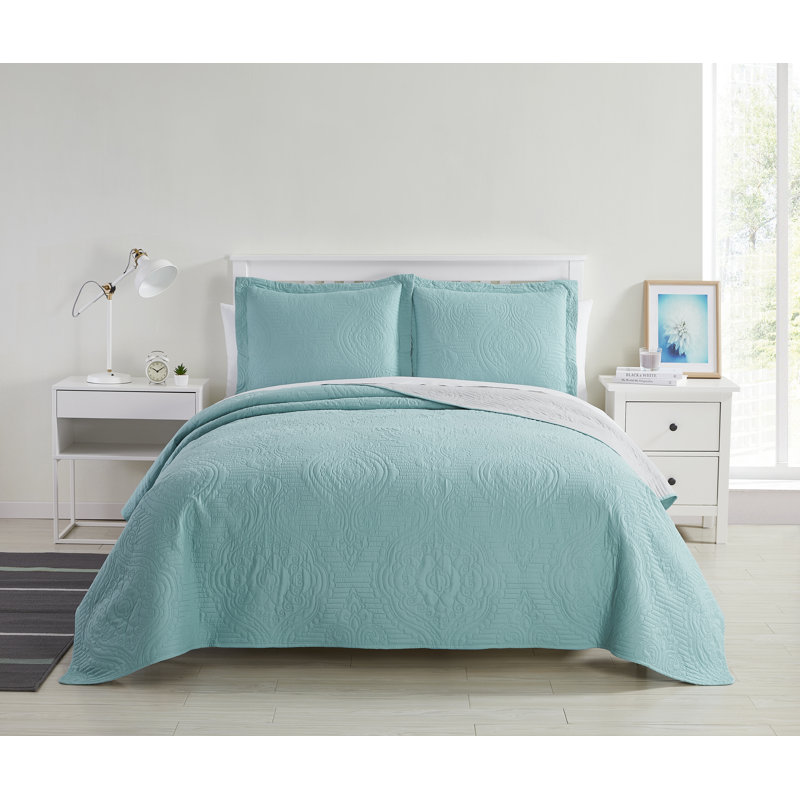 Camouflage Quilt, Full/Queen, Aqua/Gray