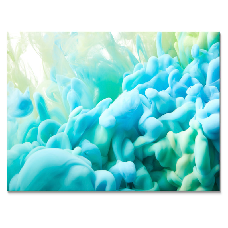 Encre bleue et liquide, reproduction sur toile flottante, H 8 po x l 12 po x P 1 po, Toile tendue