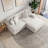 3 - Piece Upholstered Beige Corduroy Modular Sectional Sofa with Pillow Back and Removable Ottoman-87307144-87307126