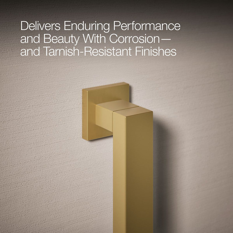 Square Metal Grab Bar for Shower, Bathroom Safety Grab Bar, Tub Rail, 18" W, Vibrant Brushed Moderne Brass
