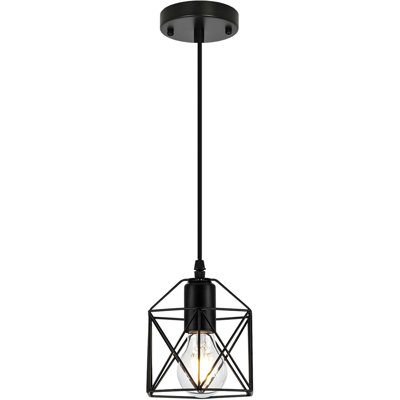 Luminaire suspendu 1 lumière, îlot de cuisine noir, luminaire suspendu de style campagnard avec salle à manger, base E26, ampoules non incluses