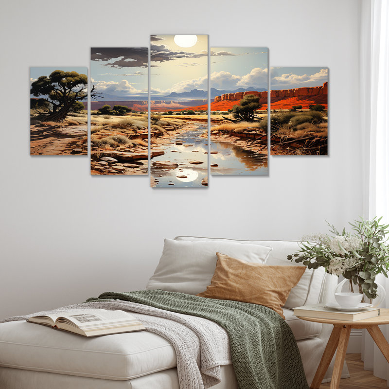 «Moonlit Sunset On Canyon Landscape I - Canyon & Desert», art mural multipanel