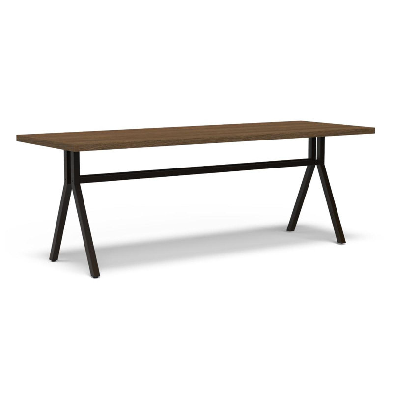 Strut Café Dining Height, Dark Brown Wood, Black, 30"H x 84"L x 36"W