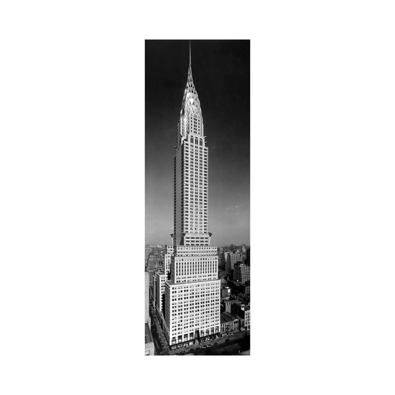 1930s-1940s Tall Narrow Vertical View Of Art Deco Style Chrysler Building Lexington Ave 42nd Street Manhattan New York City USA by Vintage Images - Wrapped Canvas Panoramic Print