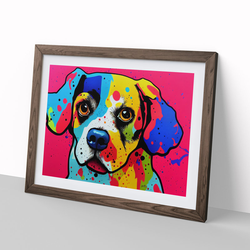 Colourful Dog Vol.3 Abstract - Framed Print, 34cm H x 46cm W x 2cm D, Walnut