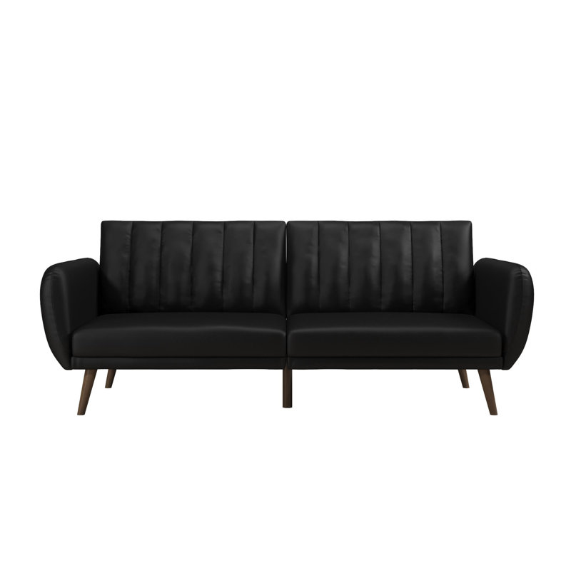 Brittany 81.5'' Vegan Leather Convertible Sofa, Brittany Black Faux Leather