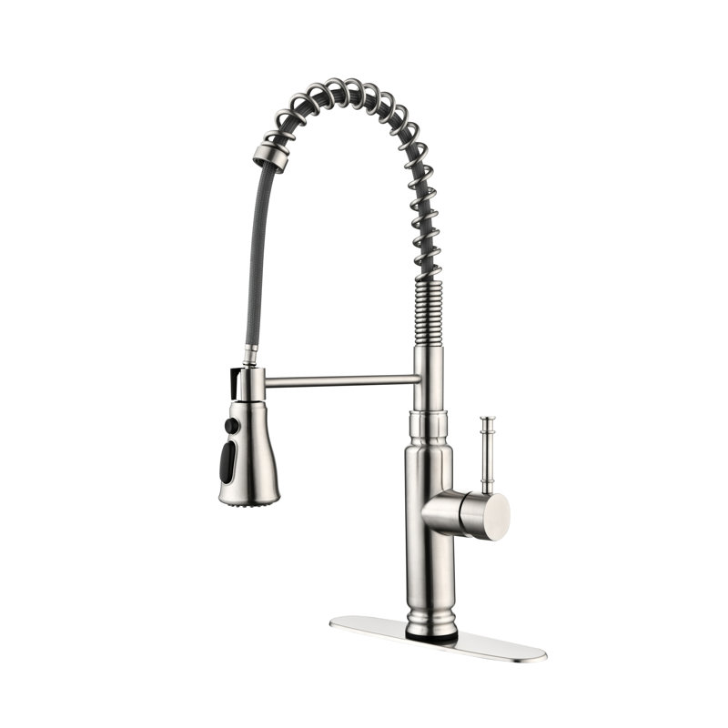 Robinet de cuisine tactile avec douchette rétractable - Finition nickel brossé, surface rotative élégante à 360 degrés et surface rouillée