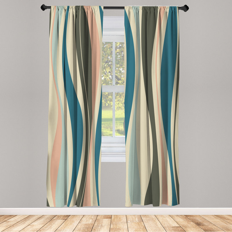 Microfiber Floral Semi-Sheer Rod Pocket Curtain Panels, 28" W x 84" L, Beige/Baby Pink/Sky Blue/Teal/Black