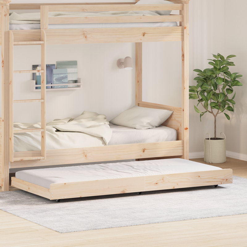 Bed Frame with Headboard Solid Pine Wood, 100 x 200cm, Natural