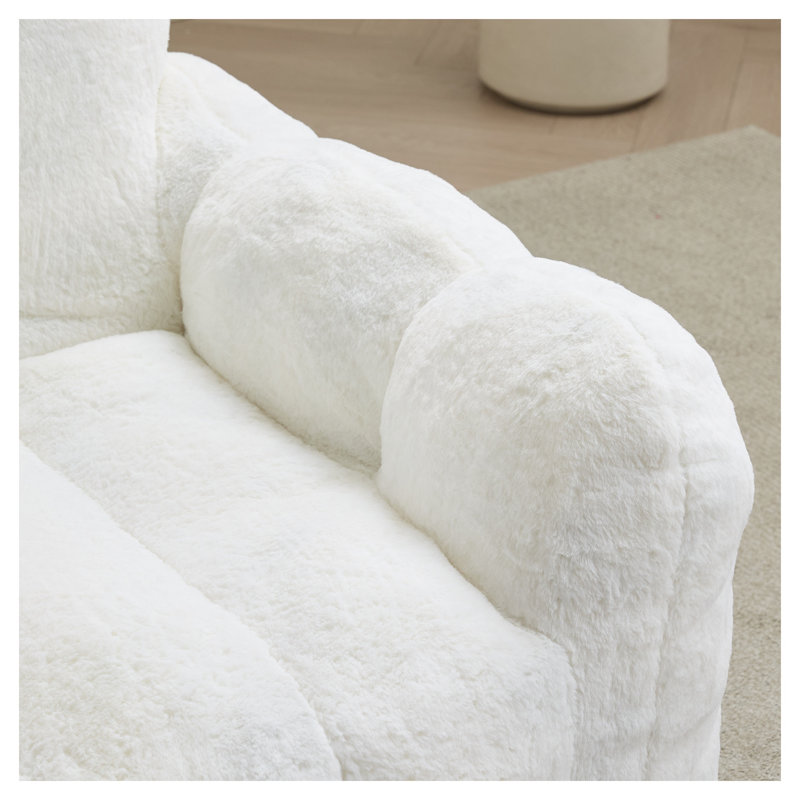 Fauteuil à billes en fausse fourrure blanc