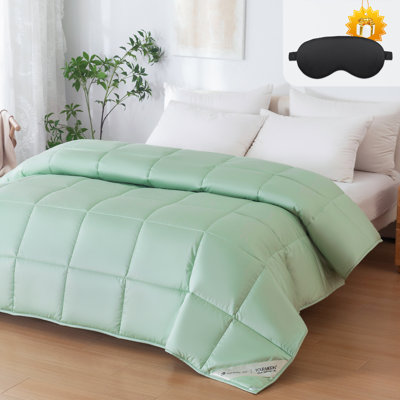 300 GSM Australian Wool Comforter with Cotton Cover Queen Size (Green)