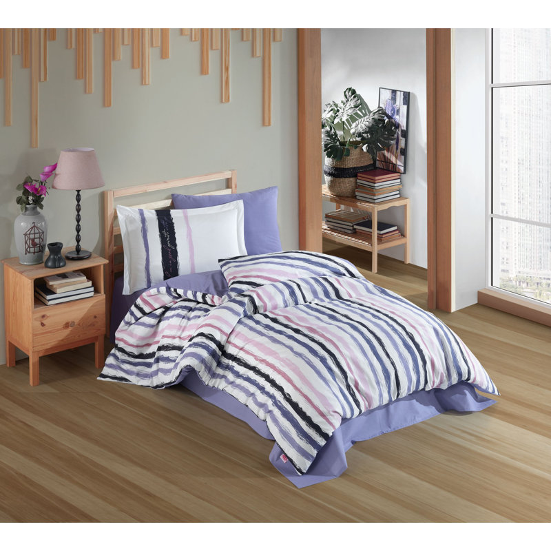 Ensemble de housse de couette 100% coton 3 pièces Abdoul, Bleu