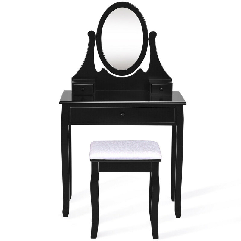 Ensemble coiffeuse et tabouret Johnny, Noir