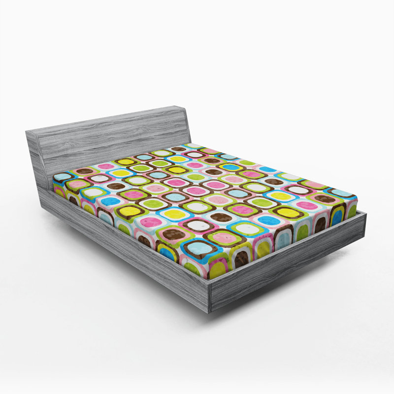 Microfiber Geometric Fitted Sheet, Queen Fitted Sheet