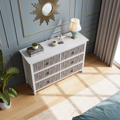 Commode 6 tiroirs cannelée pour chambre à coucher
