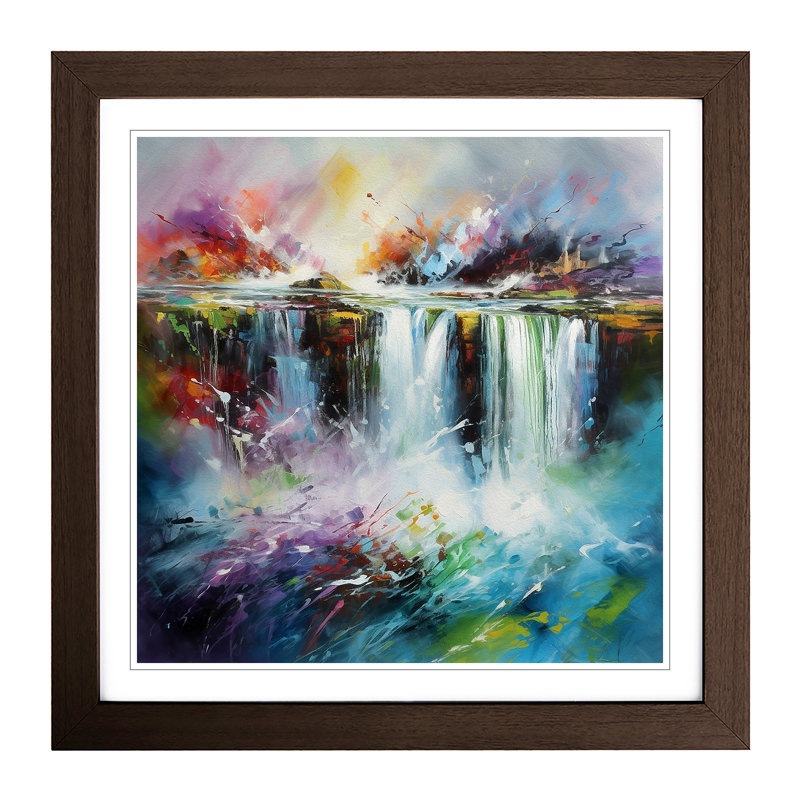 Niagara Falls Abstract Art - Single Picture Frame Print on Wood, Walnut
