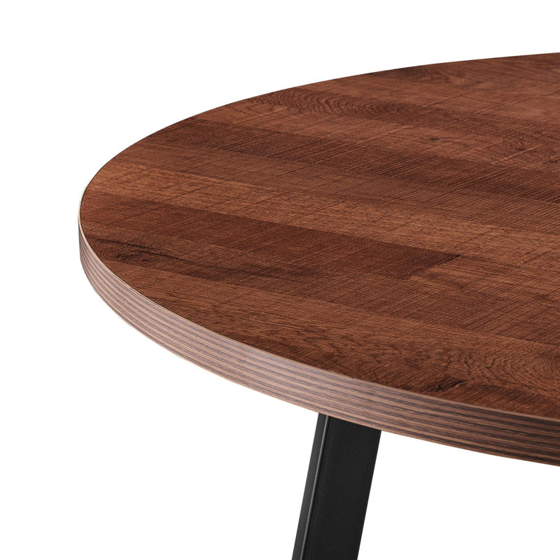 Carpi Round Metal Base Dining Table, 30" H x 42" L x 42" W, Brown