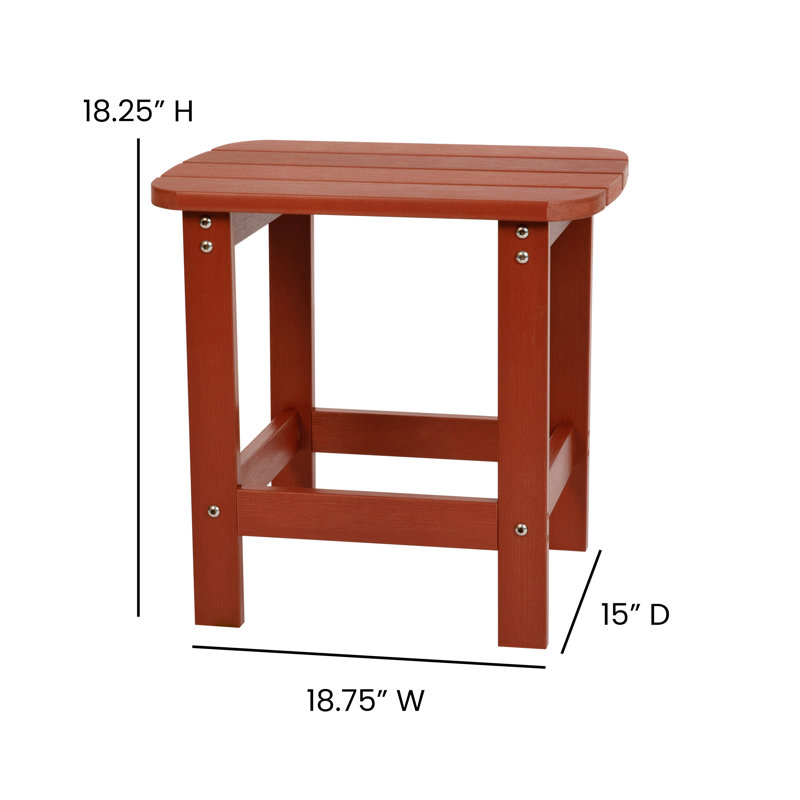 Balasi All-Weather Poly Resin Adirondack Side Table - Patio Table, Red