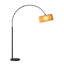Lampe sur pied arquée bohème en métal de 203 cm avec abat-jour pivotant à 351° en rotin et base en marbre-533124530