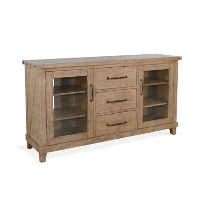 Anva Sideboard Buffet Console, 2 Doors, 3 Drawers, 65 Inch Brown Wood