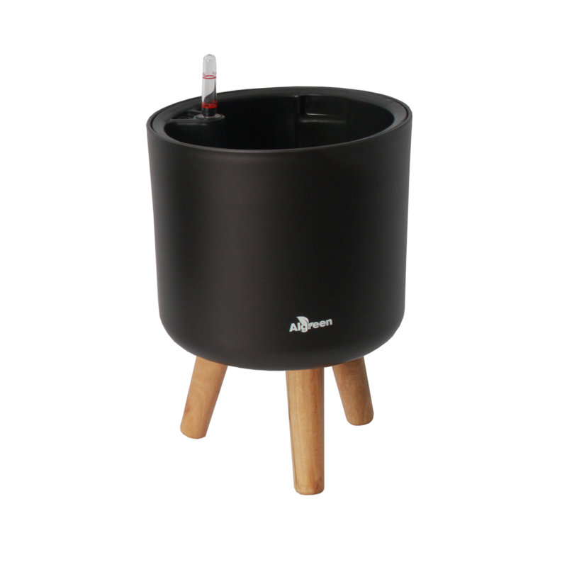 Modena Self-Watering Planter with Stand, Brown, 13.25"H x 9"W x 9"D