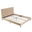 Queen Upholstered Platform Bed Frame, Horizontal Roll Padded Headboard, Wood Slats, No Box Spring Needed