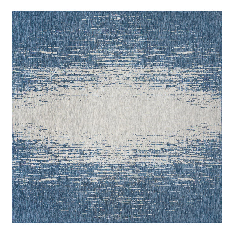 Tapis intérieur / extérieur bleu abstrait Datto, Carré 13 pi, Blue