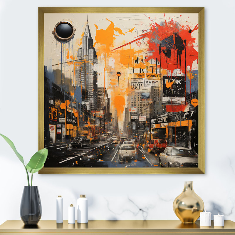 Minneapolis Cityscape Dream - Art mural Minneapolis, H 30 po x l 30 po x P 1,5 po, Encadrement doré