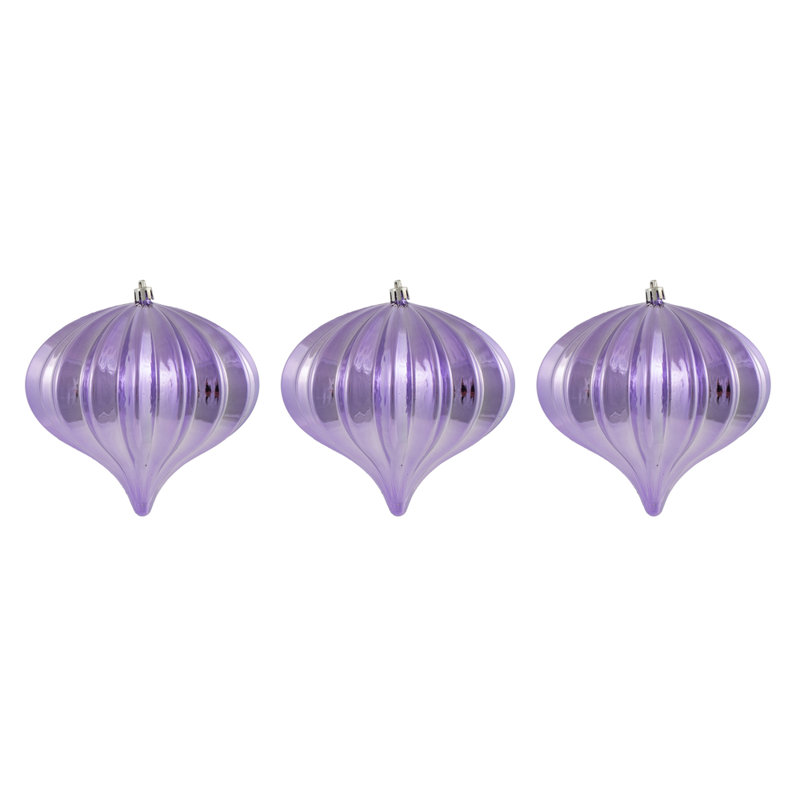 Vickerman 5.7" Lavender Shiny Onion Christmas Ornament UV, 3 per bag