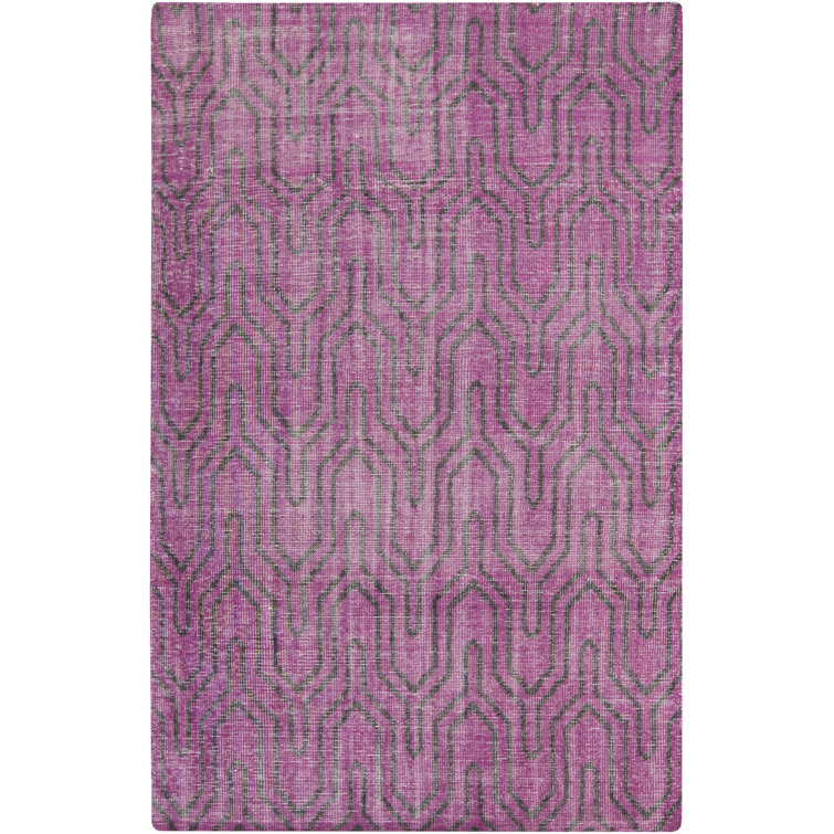 Orchard Street Geometric Hand Knotted Wool Pink/Gray Area Rug